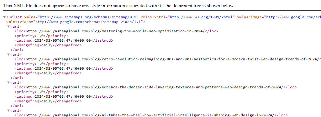 Sitemap XML Optimization