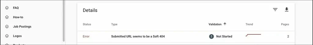 Soft 404 errors on Google Search Console