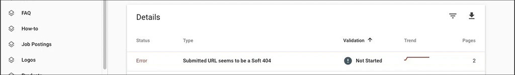 Soft 404 errors on Google Search Console